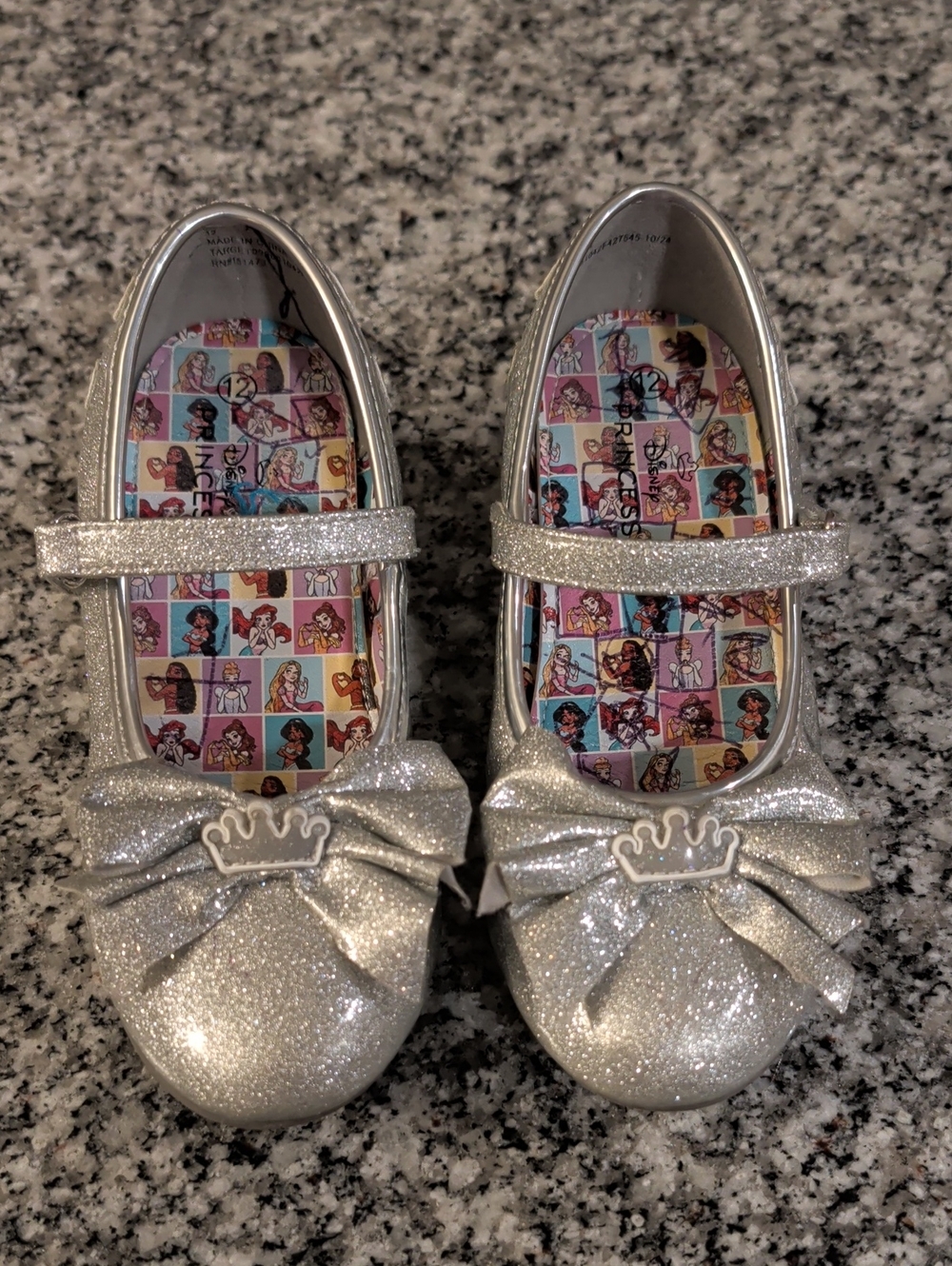 Prince Silver Glitter Mary Jane Shoes with Crown Bow